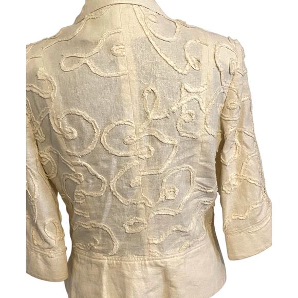 Vintage Inomix Germany Off white blazer lace gold trim‎ Germany 40 size Med - Picture 3 of 10